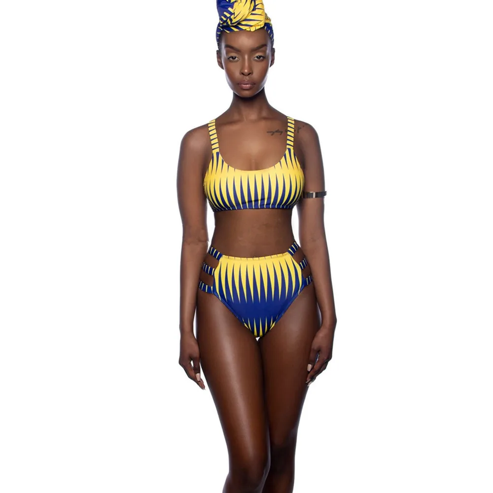 

AliExpress Swimwear 2019 New Style Europe And America Split Type High-waisted Printed Slimming Swimming Female Clothing Bikini