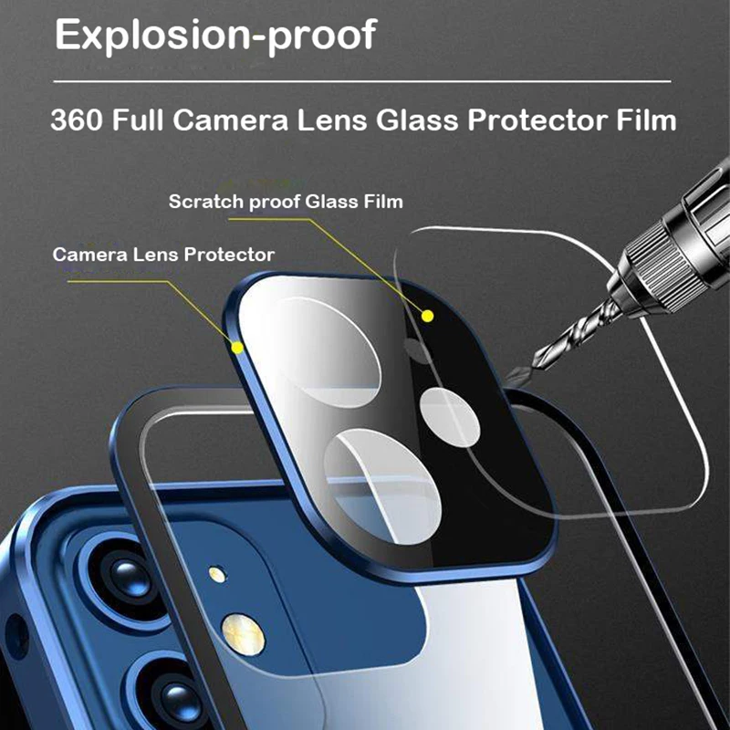iphone 13 pro cover 360 Full Protective Magnetic Case for iPhone 13 12 11 Pro XS Max X XR  Mini Double Sided Glass With Camera Lens Protection Cover iphone 13 pro wallet case