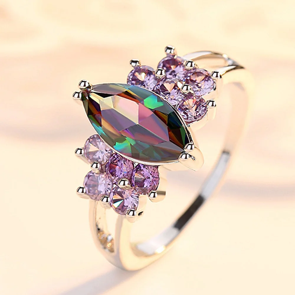 Beiver, модные кольца для женщин, геометрические кольца с конским глазом, красочные циркониевые кольца, ювелирные изделия с кристаллами, красочные свадебные кольца, подарки