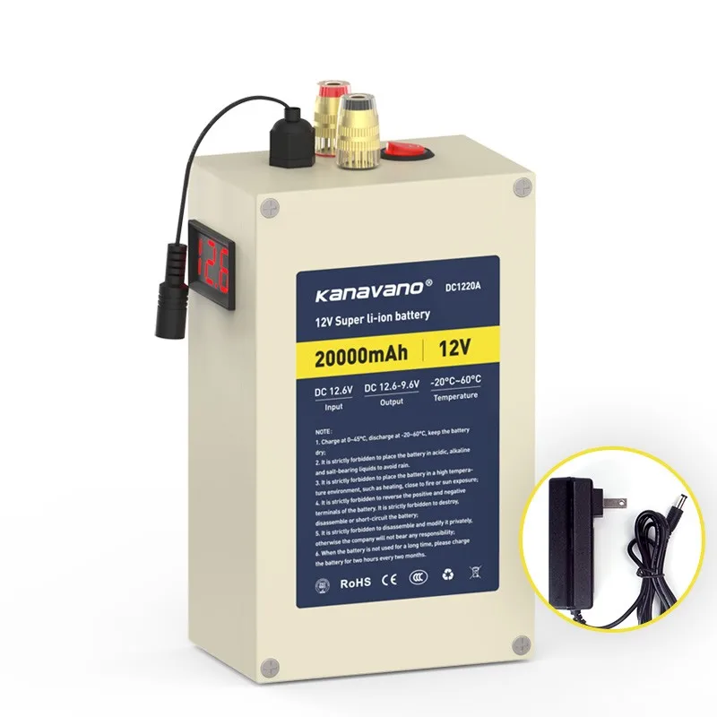 Storage batteries 12v 20Ah 18650 battery pack power banks for solar light UPS Key lock power switch emergency tools