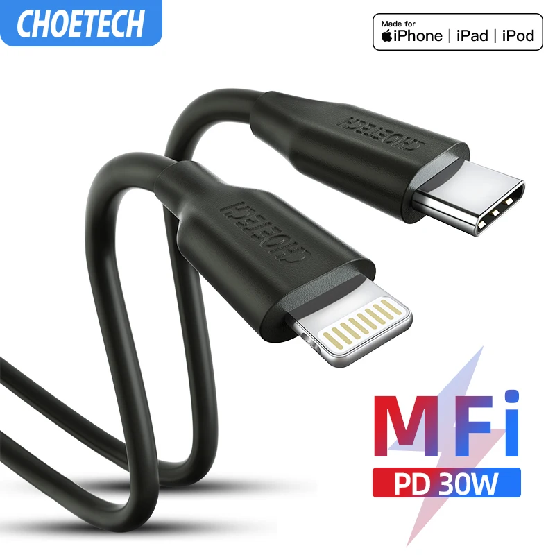 CHOETECH 2 м MFi USB C к Lightning Кабель для iPhone 11 XR XS Max X type-C кабель для быстрой зарядки данных для iPad Macbook USB-C кабель