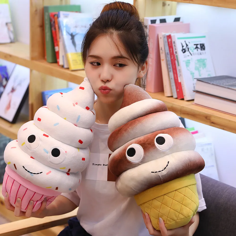 Cute Cartoon Plush Hamburger Ice Cream French Fries Toy Stuffed Food Popcorn Cake Pizza Pillow Cushion 5