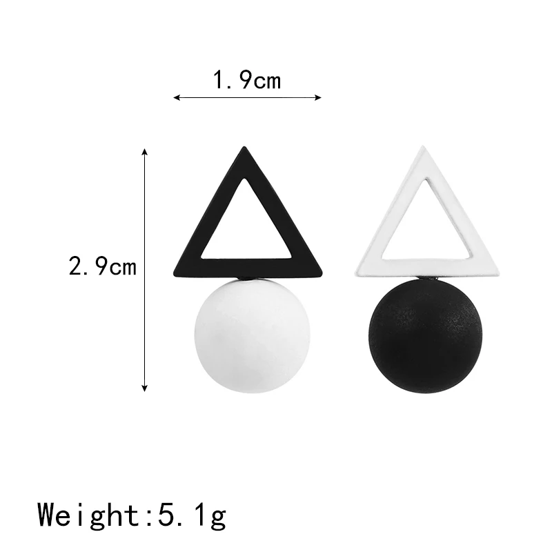 Корейские черные белые треугольные квадратные серьги пентаграмма простые Висячие серьги для женщин модные ювелирные изделия Oorbellen Brincos