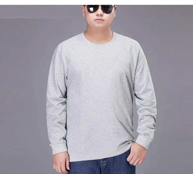 GRAY Размера плюс большие 8XL 10XL 12XL Мужская футболка длинные рукава на осень-зиму футболки; хлопковая домашняя обувь футболка топы 54 52 56-62 64 66 68 150 кг 160 кг - Цвет: GRAY