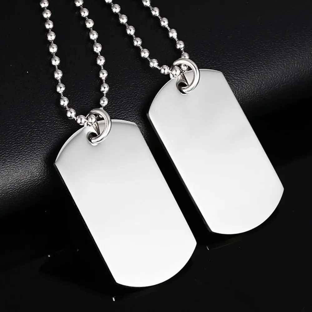 Нержавеющая сталь подвески, ожерелья, серебряная Двойная Цепочка Dog Tag пластина армейский Байкерская цепочка Цепочки и ожерелья мужские и женские