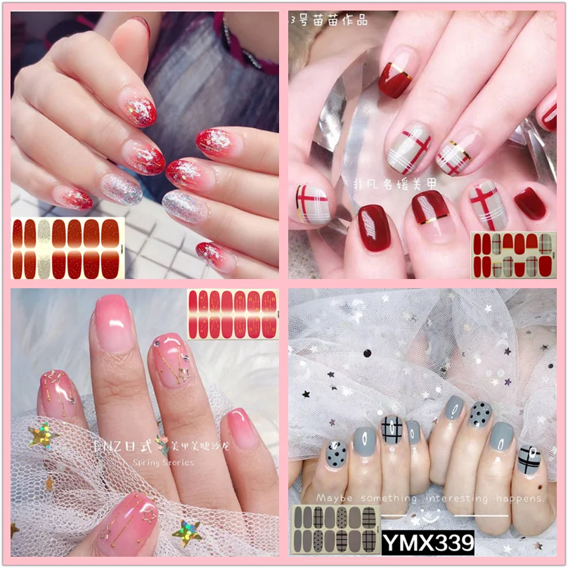 

14tips/sheet Beauty Nail Art Stickers Full Cover Sticker Wraps Decorations DIY Manicure Slider Nail Vinyls Adhesive Nails Decals