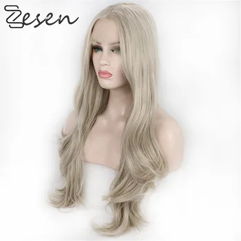 

Zesen Body Wave High Temperature Fiber Synthetic Lace Front Wigs Medium Part Half Hand Tied13*4 Lace Wigs For Women