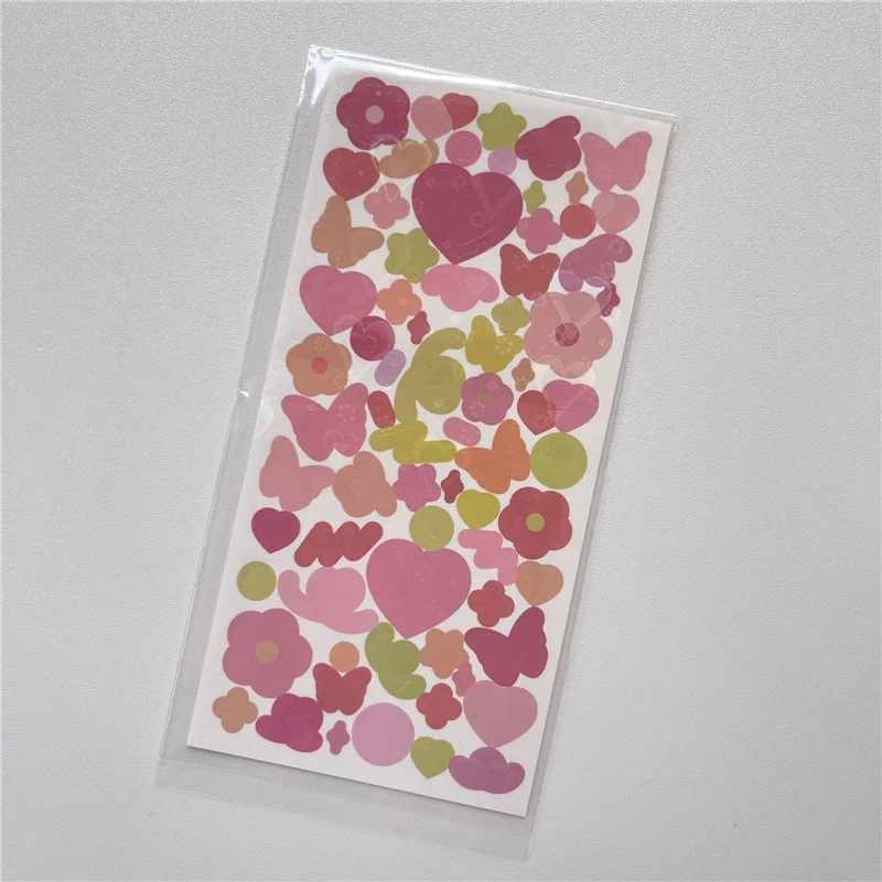 1Pc Ins Color Love Butterfly Laser Stickers Sticker Kawaii DIY Scrapbooking Chase Card Decoration Stickers Stationary Supplies