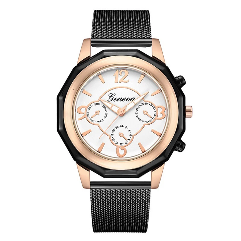 Women Watch Top Brand New Stylish Geneva Luxury Ladies Fashion Casual saats Mesh Band Rose Gold Dial Female Clock Reloj Mujer Women Watch Top Brand New Stylish Geneva Luxury Ladies Fashion Casual saats Mesh Band Rose Gold Dial Female Clock Reloj Mujer