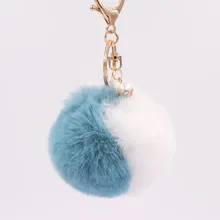 Стиль Лидер продаж разноцветные из искусственного меха кролика рекса с мяч жемчужный брелок кулон двойной Цвет искусственный мех кролика рекс помпоном; милые туфли ключ "Помпон" Любовь кольцо