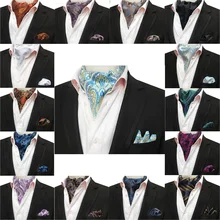 Мужской деловой галстук Аскот галстук платок Карманный квадратный набор Пейсли Цветочный
