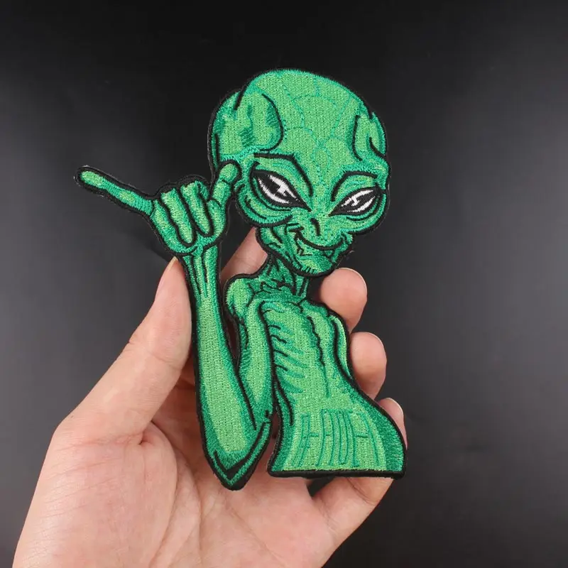 

UFO Alien Patch Embroidered Patches For Clothing Space Travel Stripes Iron On Patches For Clothing DIY Mountain Appliques