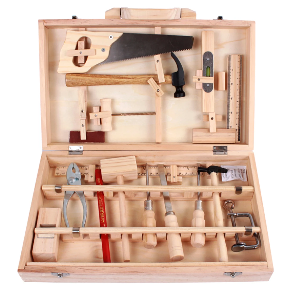 

Children Pretend Play Maintenance Toolbox Toys Wooden Tool Box Playset for Boy