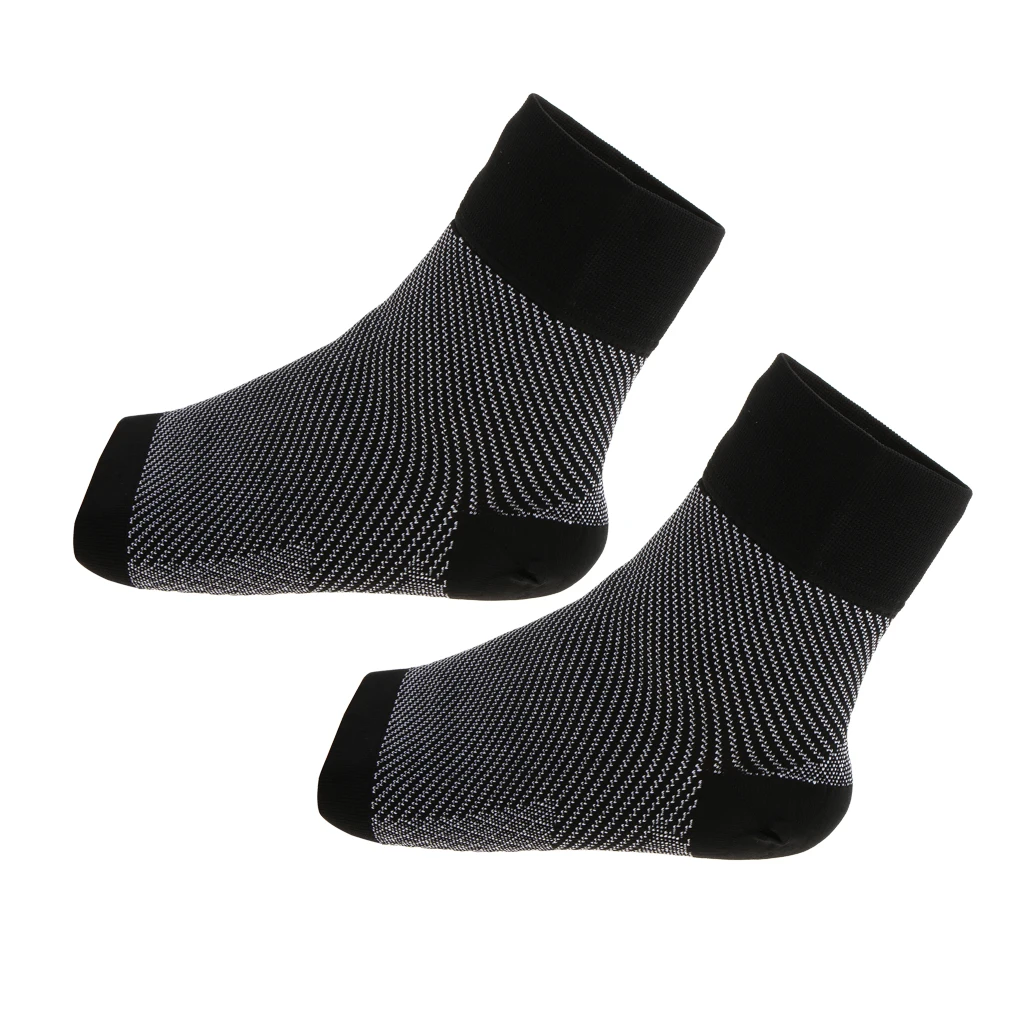 1 Pair Ankle Compression Sleeve - Brace Support, Relieve Plantar Fasciitis, Reduces Pain/Swelling for Men and Women Black