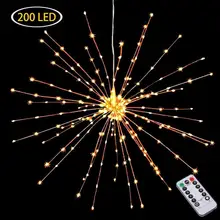 Подвесной Декор фейерверк светильник 200 Led на батарейках Сказочный светильник s с пультом дистанционного управления Водонепроницаемый Starburst мерцающий светильник