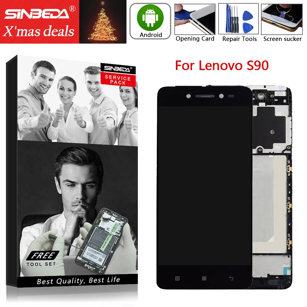 

Sinbeda Full 5.0" For Lenovo S90 LCD Display Touch Panel Screen Digitizer For S90-T S90-U S90-A Pantalla LCD with Frame Replace