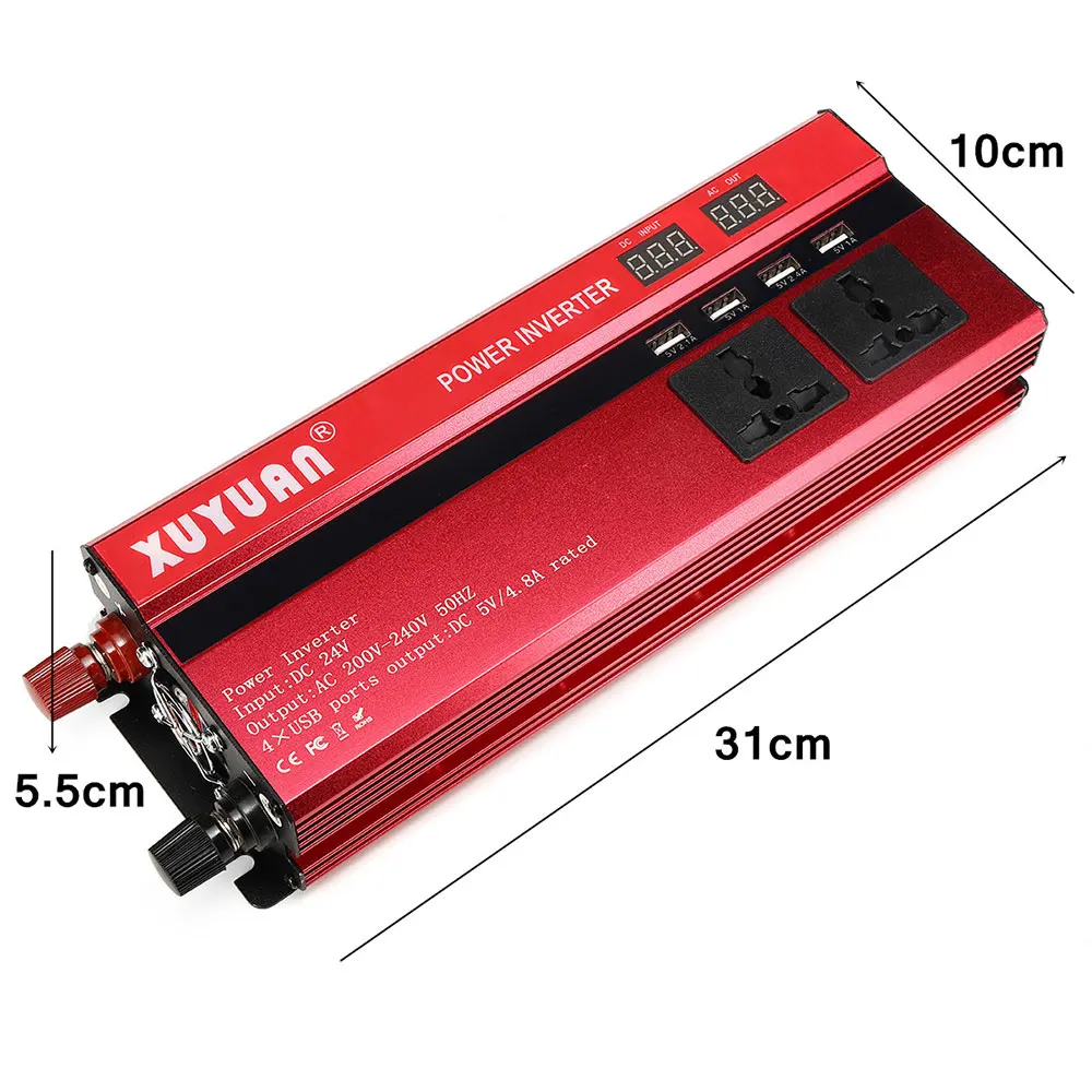 Vehemo конвертер DC24V в AC220V авто Инвертор Солнечный мощность Инвертор открытый высокая производительность адаптер алюминиевый сплав