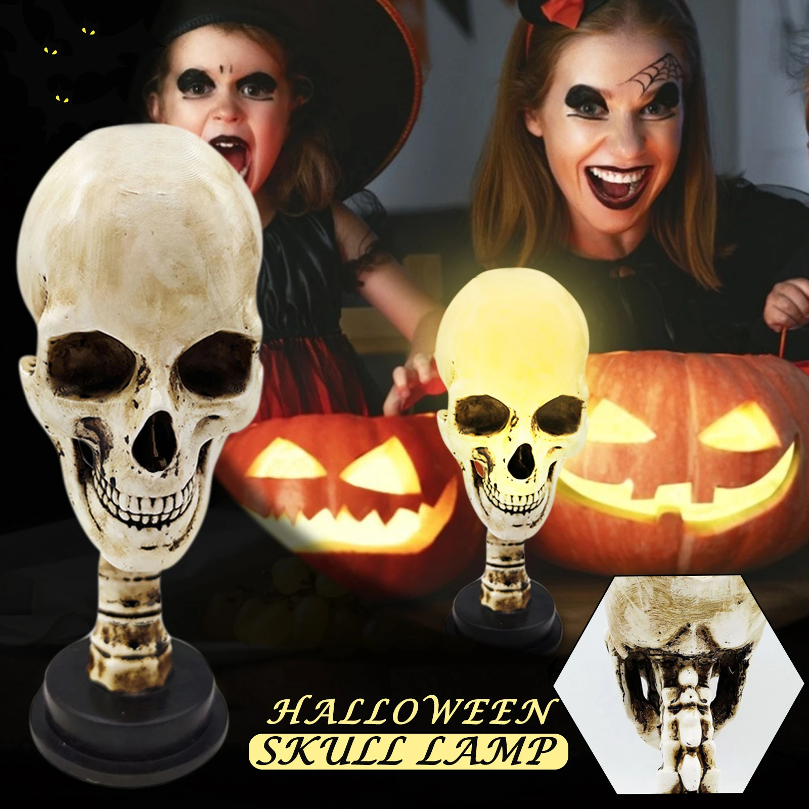 Ace Select LED Skull Light for Halloween Bar Table Decorations-Cool Birthday Surprise-Decorative Night Light Skull Ornament with LED Light Up Eyes Desk Lamp for Gothic Party Decoration 