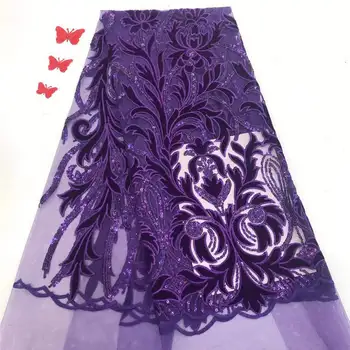 

2019 NEW Swiss voile Tulle Lace Fabric With Sequins High Quality African Nigerian Embroidery Sequins Lace Fabrics 5Yards A2234