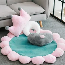 Креативные Лепестковые круглые бархатные Коврики для пола, декор для гостиной, спальни, нескользящий ковер, подушка для стула, детский коврик для ползания, LF971