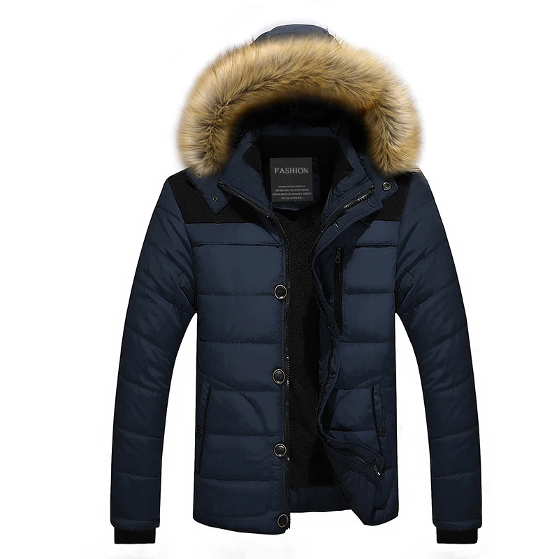 Зимний мужской пуховик, модное мужское хлопковое пальто с капюшоном, повседневная Толстая Теплая мужская верхняя одежда, брендовая ветрозащитная парка на молнии
