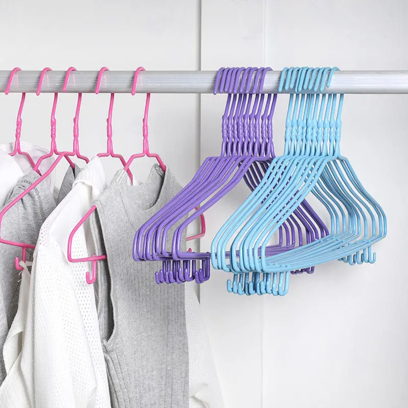 10PCs Stainless Steel Clothes Hanger Non-Slip Children Coat Trousers Pants Drying Rack with hook Wardrobe Laundry Storage Holder