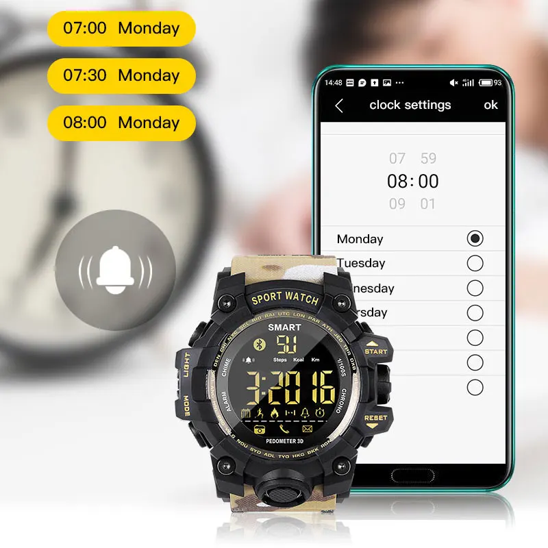Smartwatch Bluetooth da uomo IP68 pedometro sportivo impermeabile orologi  militari multifunzione Smartwatch maschile reloj inteligente - AliExpress  Consumer Electronics