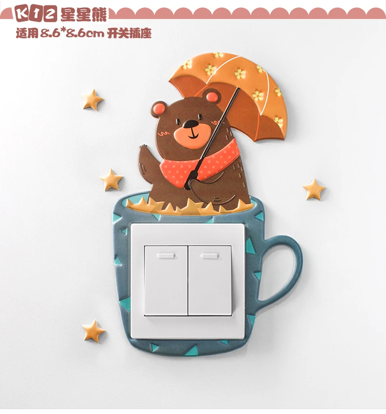 Cross Border INS Wall Stickers Soft Silcone Night Light Unicorn 3D Switch Stickers Socket Protective Case Simple Decoration Set
