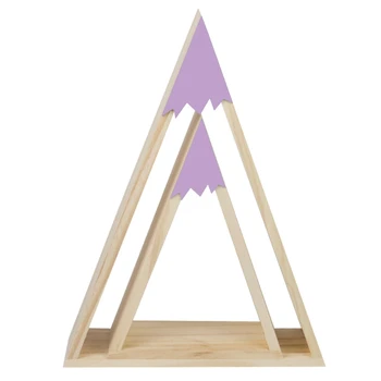 

Wooden Triangle Wall Frame DIY Wall Hanging Storage Book Shelves Rack Home Decor F3MB