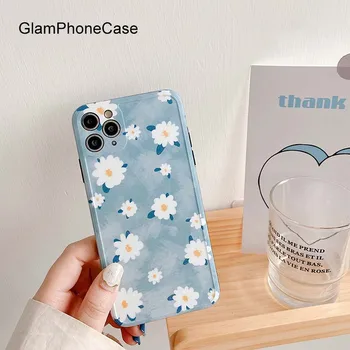 

GlamPhoneCase Blue Flower Phone Case For iPhone11Pro/Max X XS Max XR Soft Silicone Cover For iPhone11 7 8 6 6s Plus Case