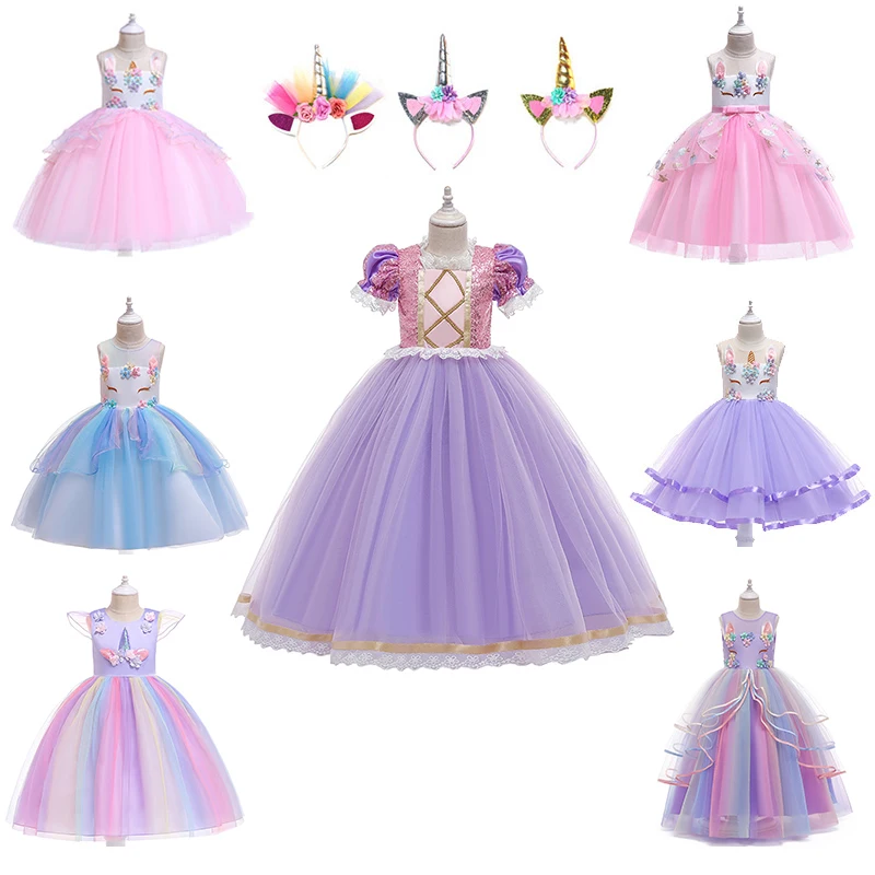 Рождественское платье принцессы с единорогом для девочек детское на день