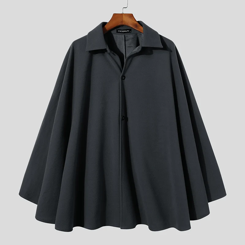 INCERUN Fashionable Ponchos New Men's Autumn Winter Casual Sleeveless Cloak Male Loose Comfortable Buttons Cape Coat S-5XL 2021