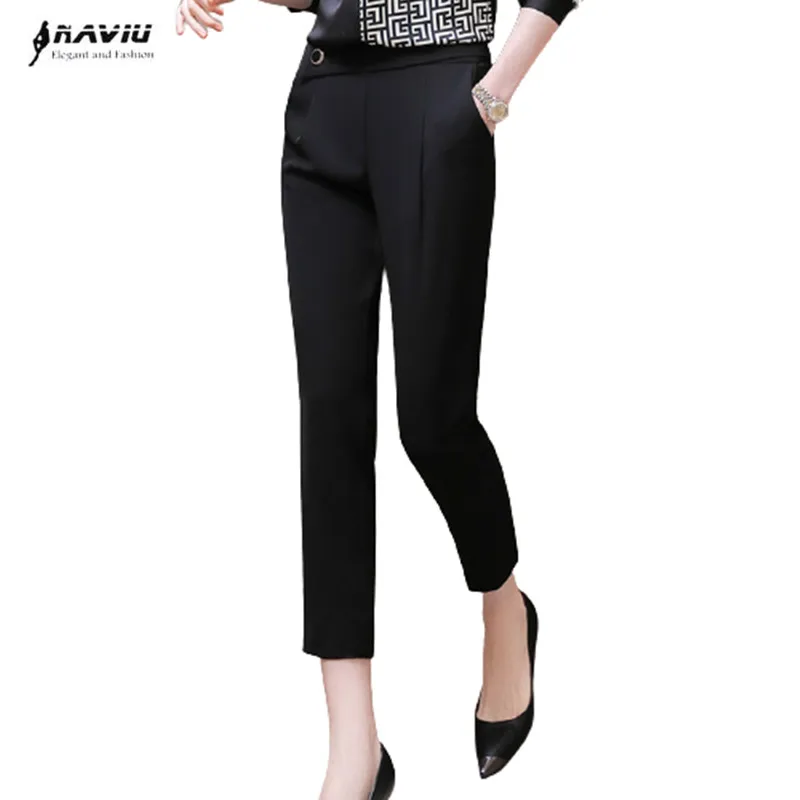 Black Trousers Women Anklelength Summer New 2022 Fashion Straight