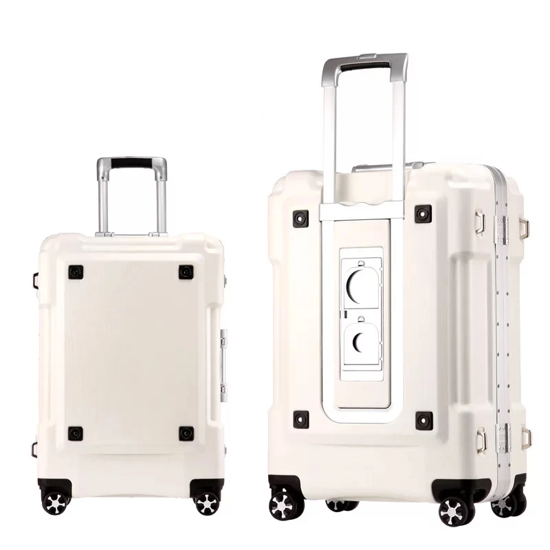 New Aluminum frame trolley luggage spinner travel suitcase box TSA luggage universal wheel men women boarding rolling luggage