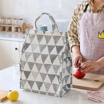 

Portable Lunch Bag Pouch Storage Box Insulated Thermal Bento Cooler Picnic Portable Tote For Women Kids Men Insulation Bags @C02