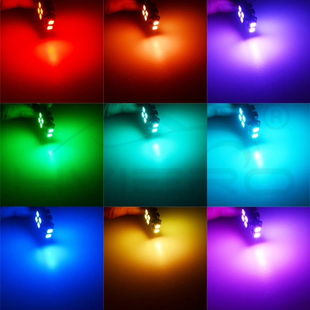 Hviero T10 W5W RF Control RGB Led Reading Light RGB T10 LED 194 168 Car Clearance Light License Plate Light Position Light 12V