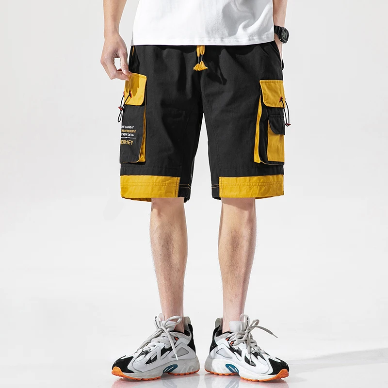 

Summer Cargo Shorts Contrast Color Sweatpants for Mens Streetwear Pants with Pockets Workout Shorts Short De Hombre Short Homme