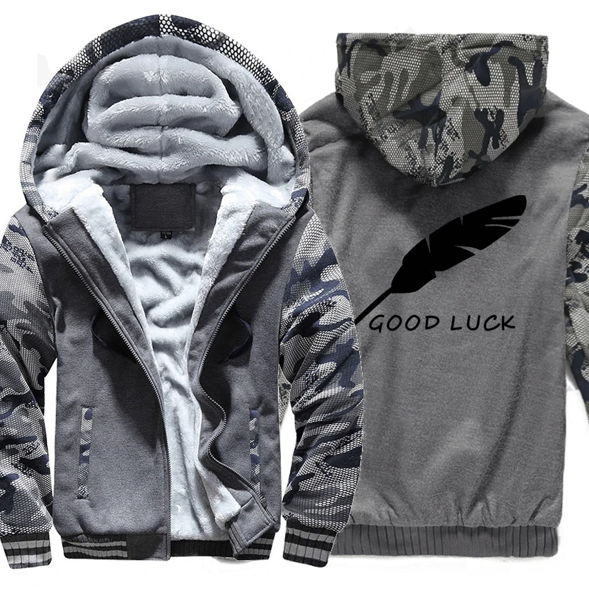 Зимние утепленные мужские толстовки с надписью «GOOD LUCK», Повседневная брендовая одежда, мужская уличная одежда Harajuku, мужская спортивная одежда, топы для мужчин