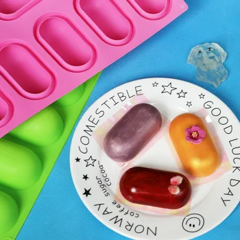 

8 Even Capsule Ellipse Silica Gel Mousse Mould French Dessert Mode Baking Mould Mould Silica Gel Cake Mold