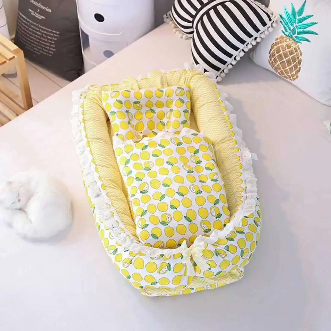 Новорожденный ребенок Портативный кроватки, детская кроватка защита дорожная кровать для новорожденных платье для малышки с принтом "гнездо складывающийся стирающийся матрасик 2 шт./компл. BXX025 - Цвет: BXX025Q-2pcs-set