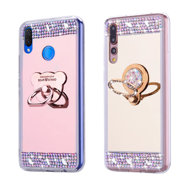 Чехол для телефона P Smart Z Y9 Y6 2019 Y7 Y5 2018 блестящий чехол с зеркальным кольцом Huawei P20