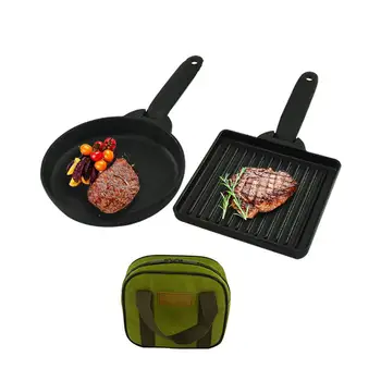 

Outdoor BBQ Tableware Mini Square Round Pan Non-stick Frying Pan Cast Iron Baking Pan