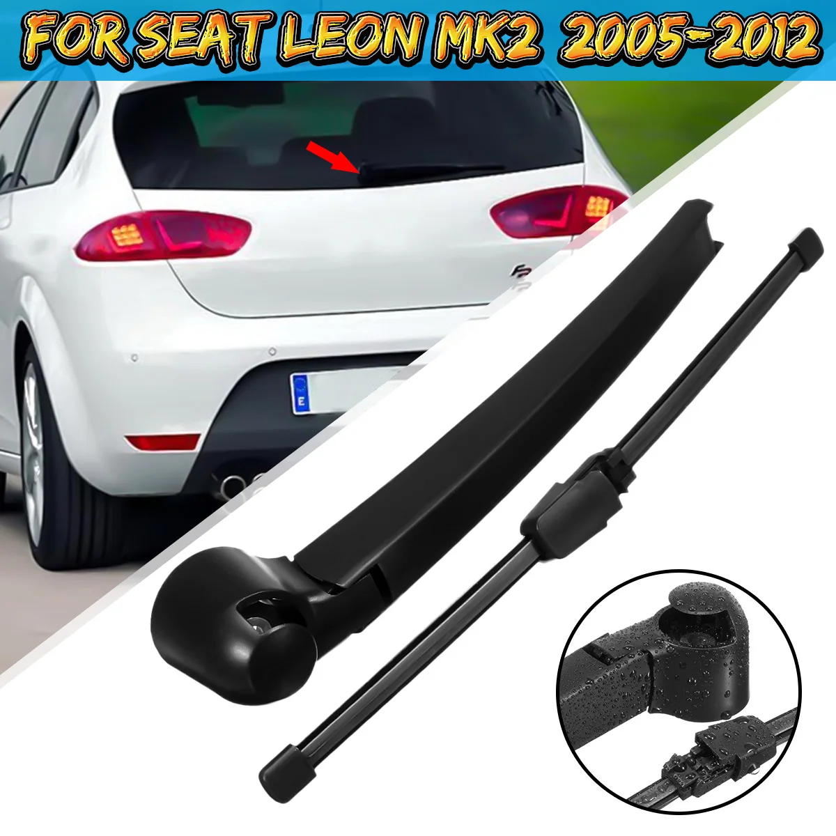 1 Set 28.5cm Car Rear Window Windscreen Wiper Arm & Blade Set For Seat Leon Ii Mk2 2005 2012