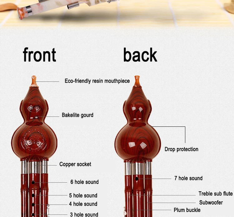 Китайский Hulusi флейта C/Bb ключ бакелит деревянный ветер профессиональный, съемный чехол с флейтой Hulusi для начинающих меломанов