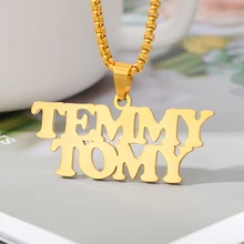 Fashion Gold Chain Two Name Necklace Handmade Stainlessb Steel Custom Name Pendant Necklaces For Women Men Hip Hop Jewelry