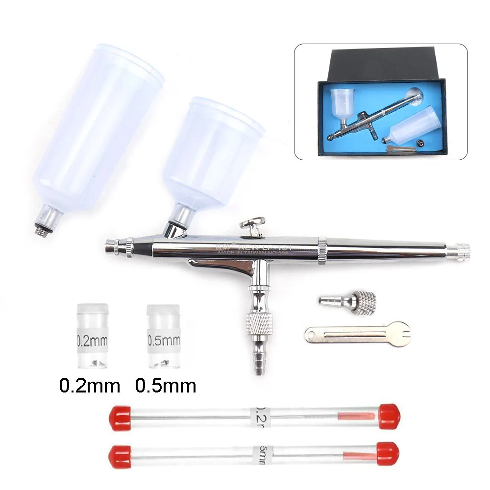 Dual Action Airbrush Kit with Cleaning Needle Air Brush Gun Spray Gun  Accessories DIY Model Nail Painting Makeup 0.3mm 0.5mm - AliExpress