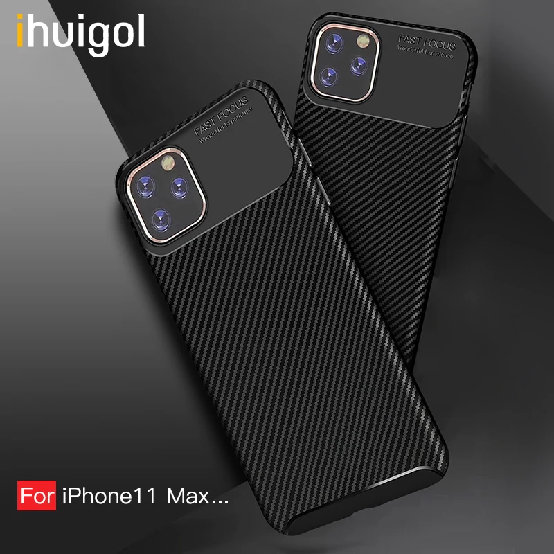 Ihuigol мягкий чехол для мобильного телефона из ТПУ Apple iPhone 11 Pro Max углеродного