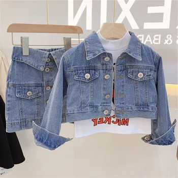 

Baby Girls Denim Clothes Set 2020 Kids Spring Clothing Sets Jacket+Skirt 2Pieces Kids Girls Jeans Outfits Sets Tracksuit