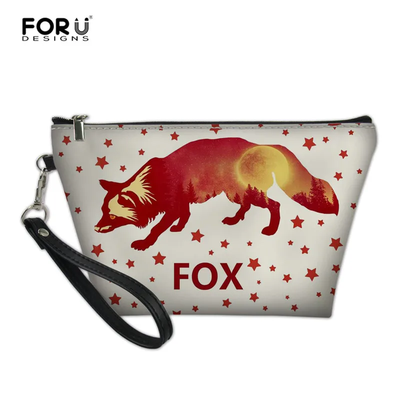 Z4704Z8 FORUDESIGNS Floral Fox Print Women Makeup Bag PU Leather Small Cosmetic Case Zipper Travel Kit Organizer Pouch for Girls - Цвет: Z4704Z8