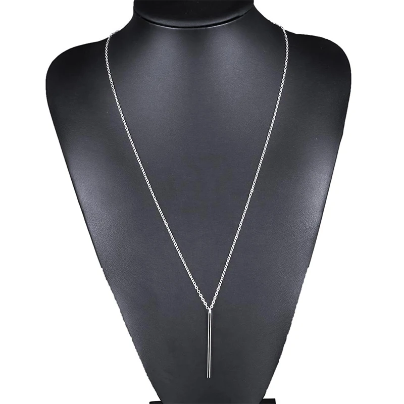 Классическое геометрическое ожерелье на цепочке для женщин, модные женские подарки на день Святого Валентина, женские свадебные подвески для вечеринок, длинное ожерелье, ювелирные изделия - Окраска металла: Silver
